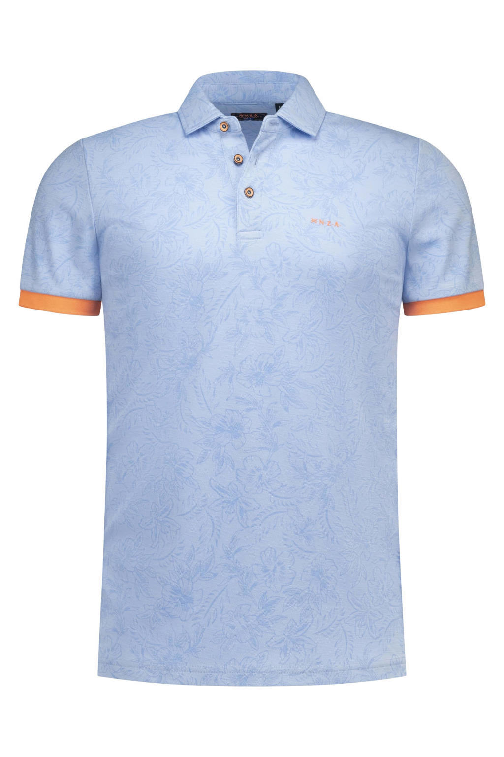 Lichtblauwe heren New Zealand Auckland regular fit polo van katoen met korte mouwen en geribde boorden