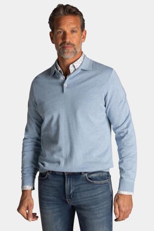 regular polo fijn gebreid lichtblauw