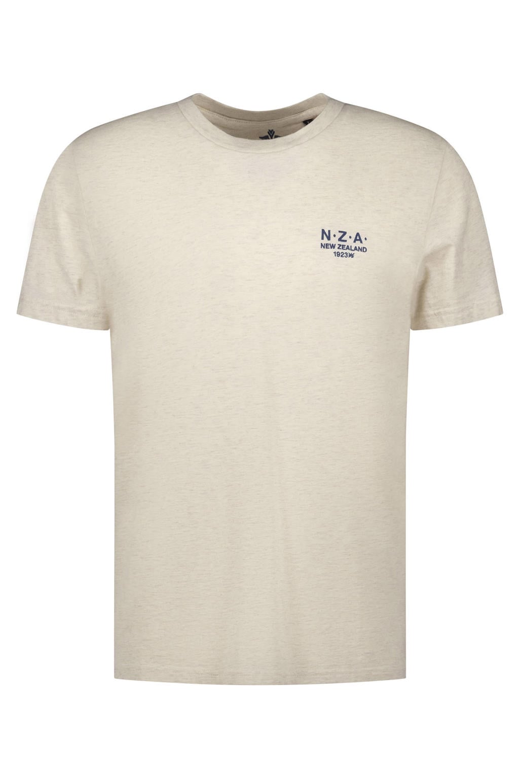 Ecru heren New Zealand Auckland regular T-shirt van katoen met logo dessin, korte mouwen en ronde hals