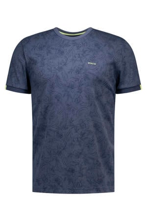 regular fit T-shirt met geribde boorden - donkerblauw