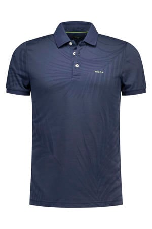 regular fit polo met geribde boorden - donkerblauw