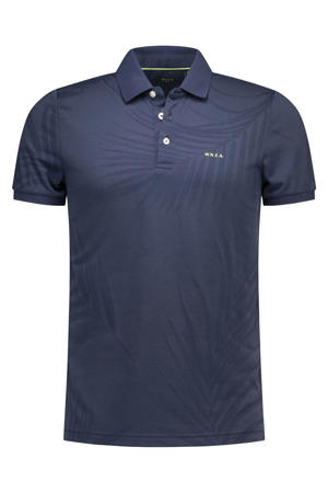 regular fit polo met geribde boorden - donkerblauw