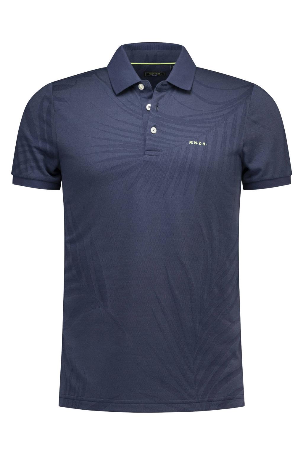 Donkerblauwe heren New Zealand Auckland regular fit polo boorden van katoen met korte mouwen