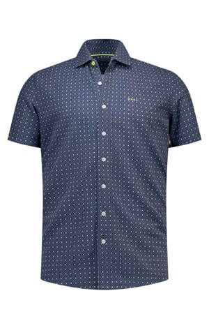 regular fit overhemd met print - donkerblauw