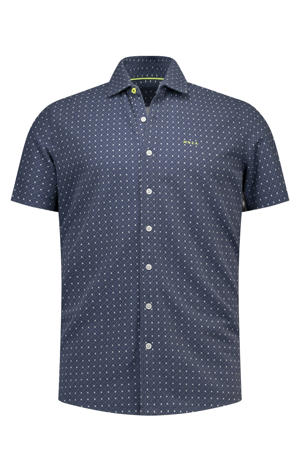 regular fit overhemd met print - donkerblauw