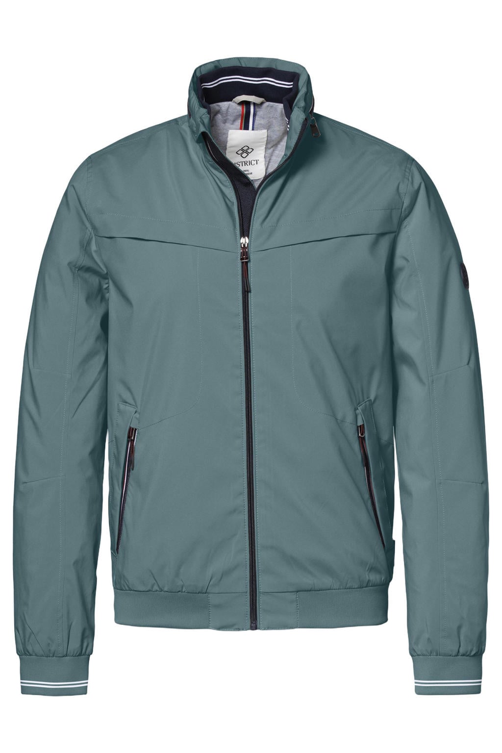 Groene heren District softshell jas van polyester met effen, lange mouwen, opstaande kraag en ritssluiting