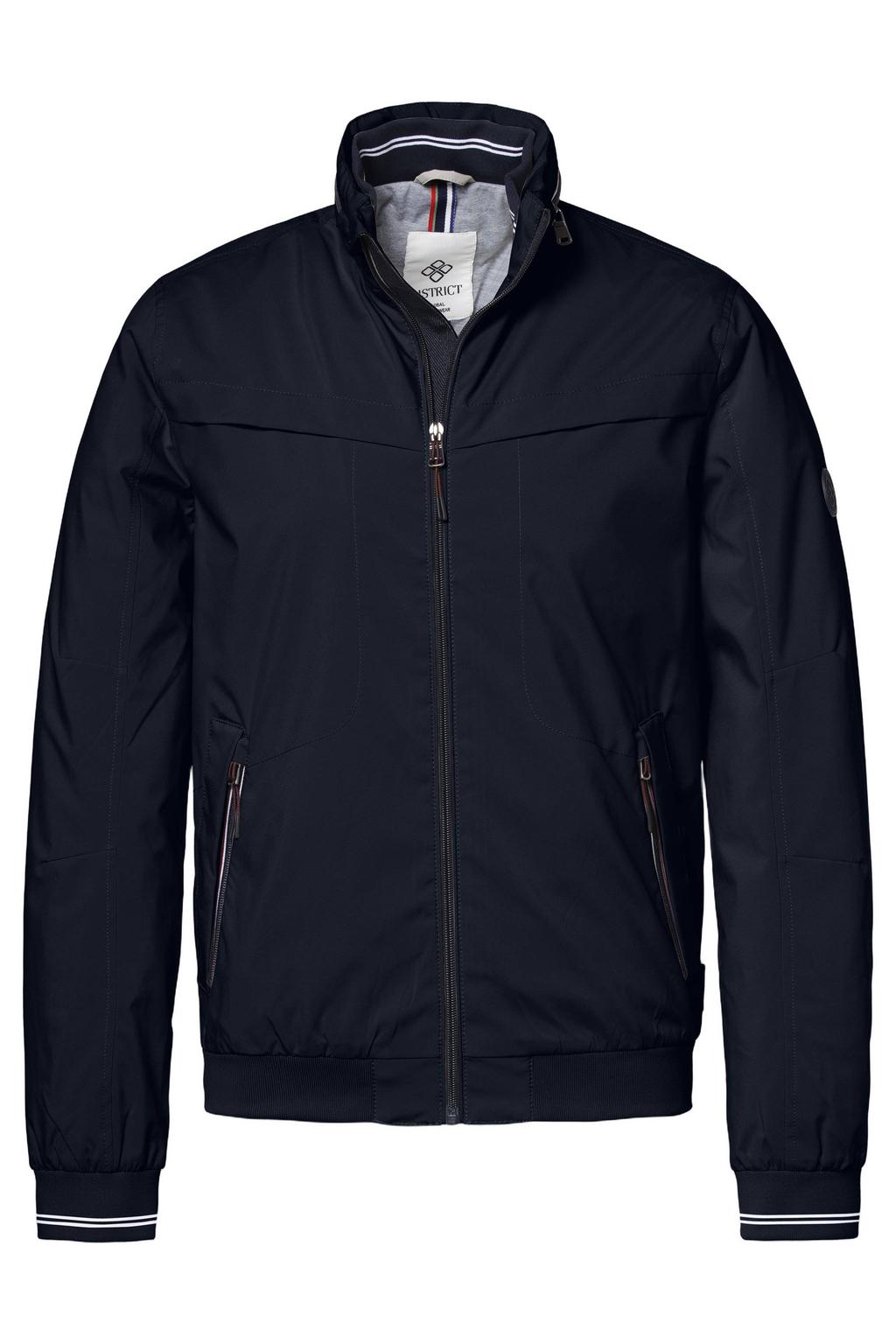 Donkerblauwe heren District softshell jas van polyester met effen, lange mouwen, opstaande kraag en ritssluiting
