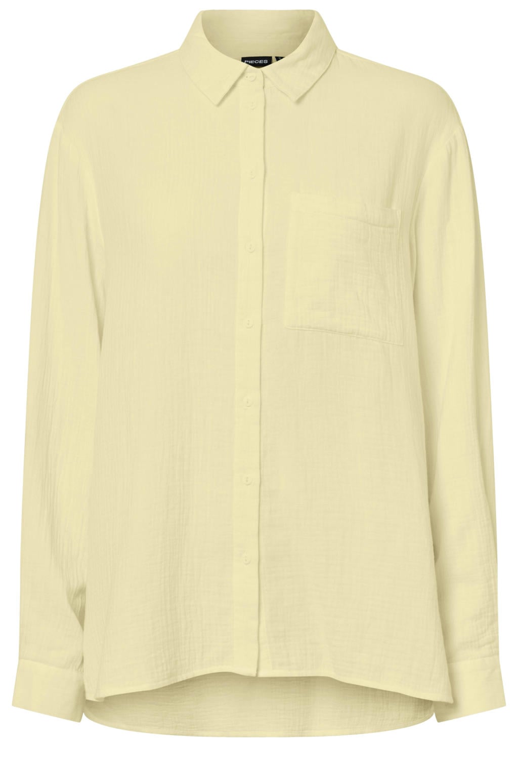Gele dames PIECES top met effen, lange mouwen en geweven detail