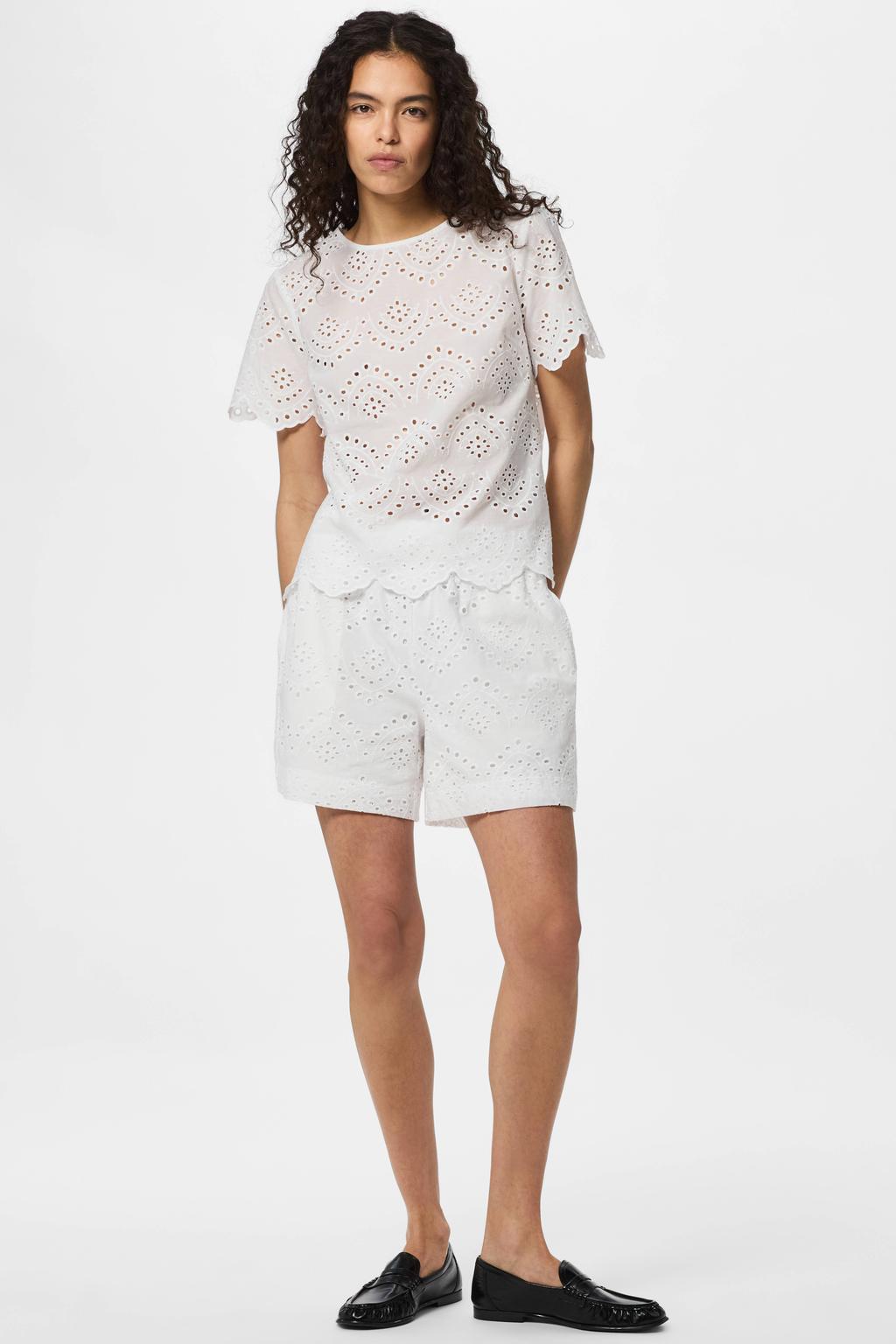 PIECES top broderie wit