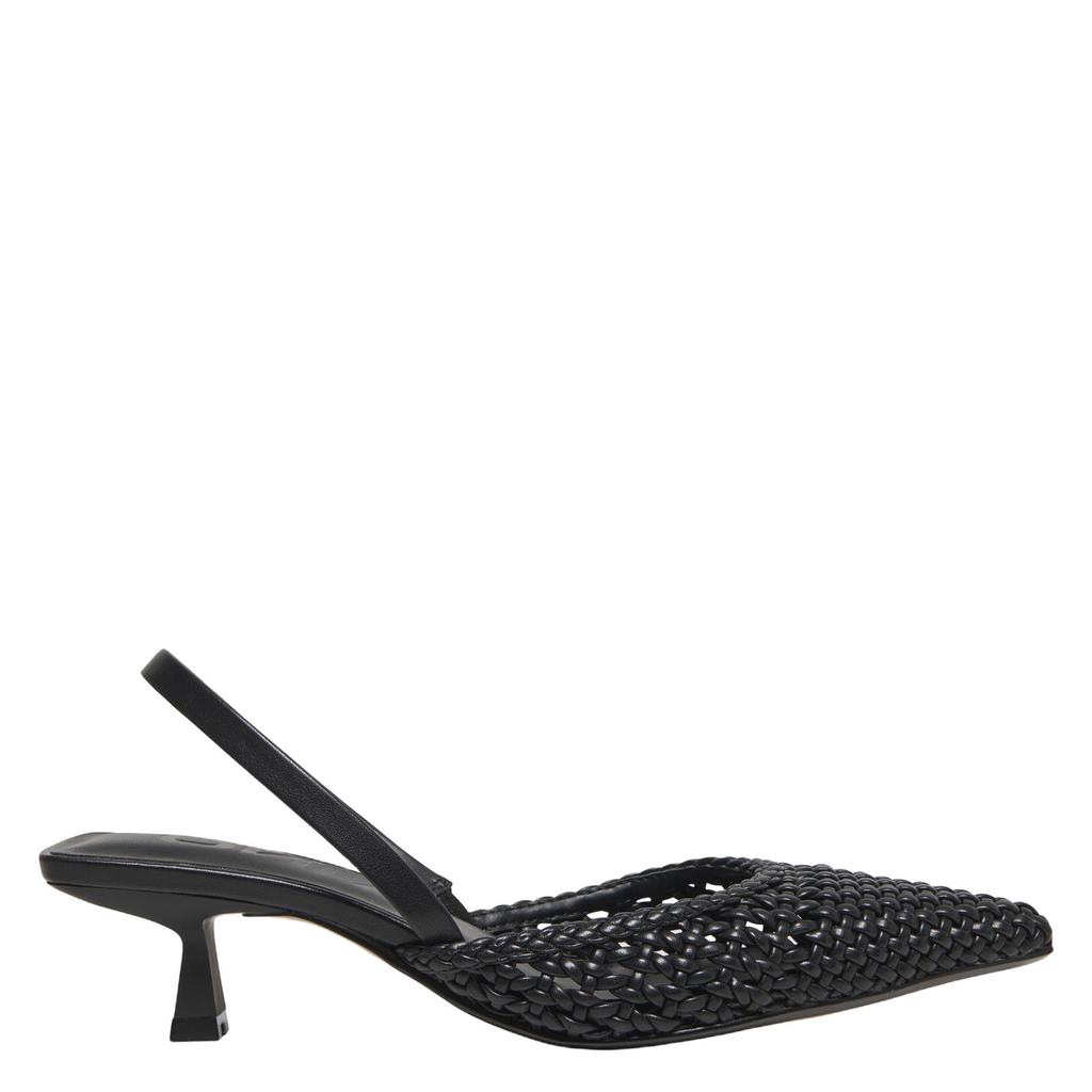 Zwarte dames ONLY Onlcoco-10 Woven Slingback imitatieleren leren slingback pumps kitten heel