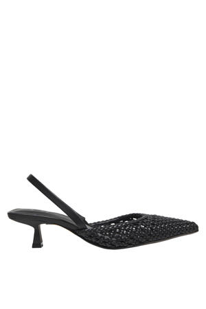 Onlcoco-10 Woven Slingback imitatieleren leren slingback pumps kitten heel zwart