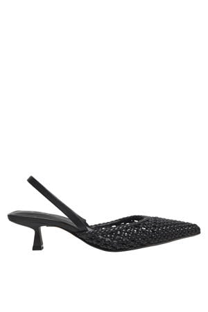 Onlcoco-10 Woven Slingback imitatieleren leren slingback pumps kitten heel zwart