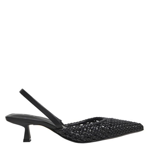 ONLY Onlcoco-10 Woven Slingback imitatieleren leren slingback pumps kitten heel zwart afbeelding