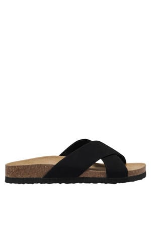 Onlmaxi Madison-1 Cross Pu Nubuck suède slippers zwart