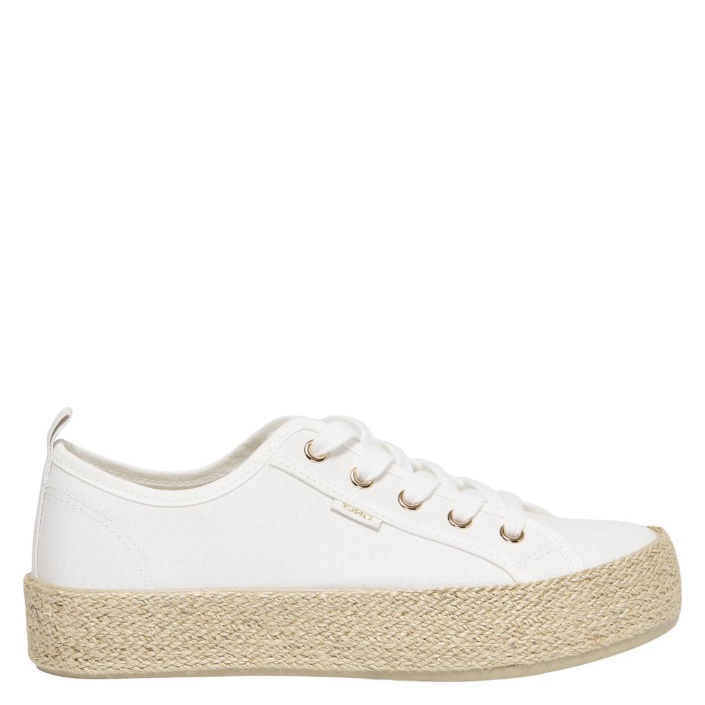 Witte dames ONLY Onlida-1 Lace Up Espadrille Sneaker Noos sneakers van textiel met veters