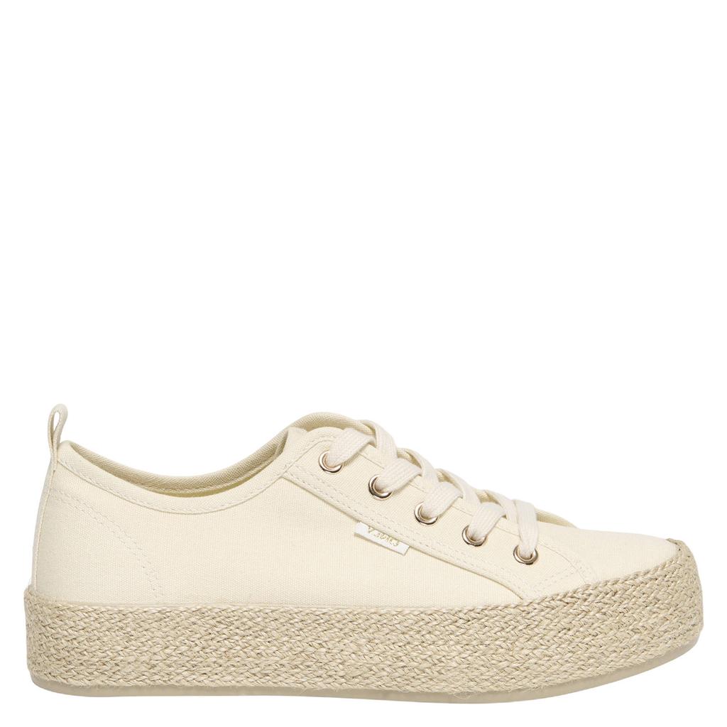 Ecru dames ONLY Onlida-1 Lace Up Espadrille Sneaker Noos sneakers van textiel met veters