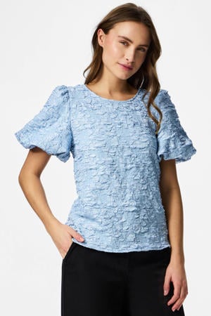 top met textuur lichtblauw