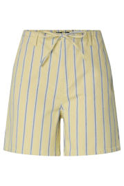 thumbnail: PIECES regular high waist gestreepte denim short lichtgeel
