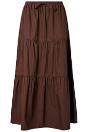thumbnail: Bruine dames PIECES maxi rok gemaakt van katoen en met elastische tailleband
