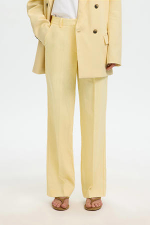 wide leg regular waist casual broek lichtgeel