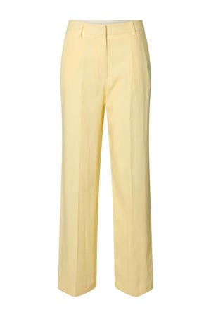 wide leg regular waist casual broek lichtgeel