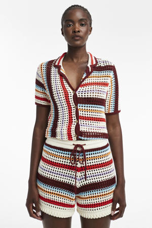 regular high waist gestreepte strandshort multi gebreid