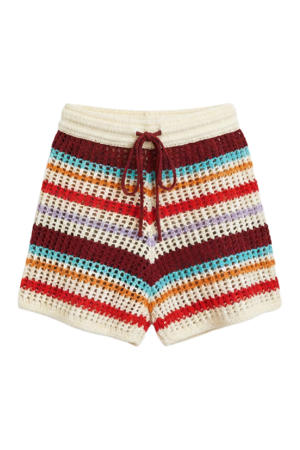 regular high waist gestreepte strandshort multi gebreid