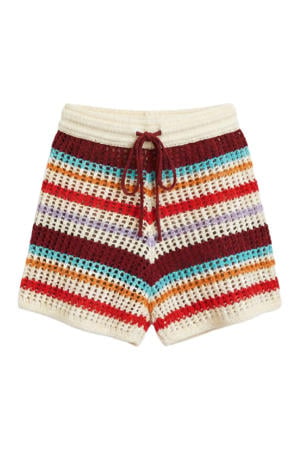 regular high waist gestreepte strandshort multi gebreid