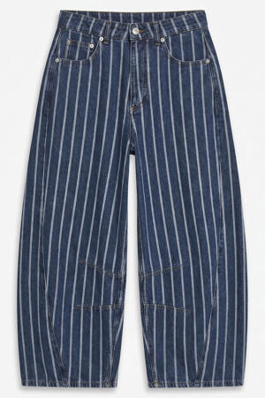low waist barrel gestreepte jeans - donkerblauw