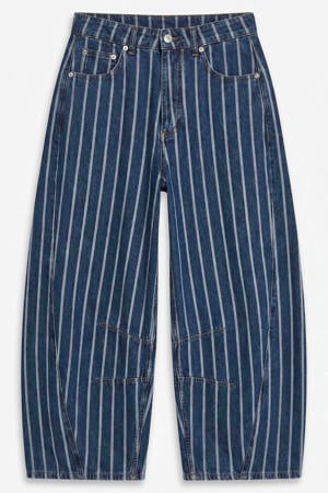 low waist barrel gestreepte jeans - donkerblauw