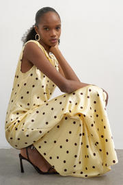 thumbnail: TOPSHOP satijnen maxi jurk met stippen lichtgeel