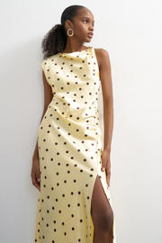 thumbnail: TOPSHOP satijnen maxi jurk met stippen lichtgeel