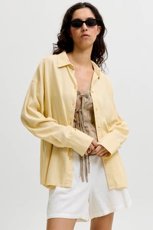 blouse met linnen lichtgeel