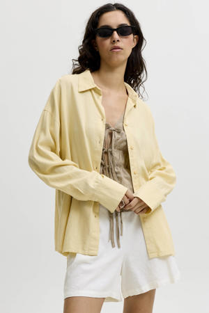 blouse met linnen lichtgeel