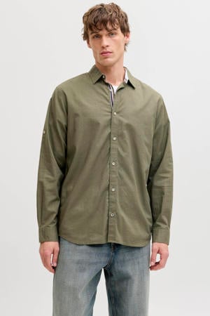 regular casual overhemd olijfgroen