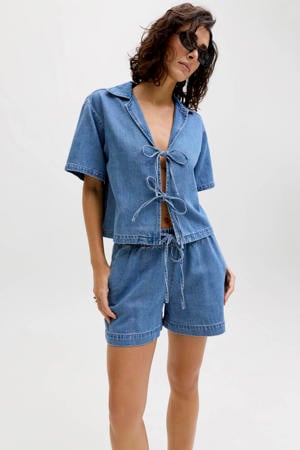 regular waist denim short medium blue denim