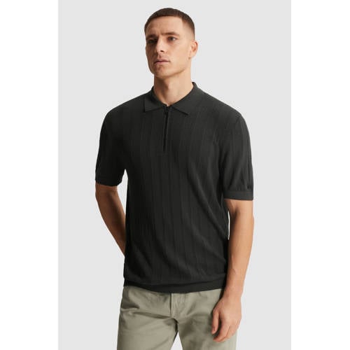 Cast Iron regular polo gebreid zwart afbeelding