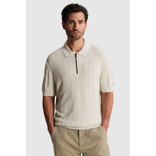 Cast Iron regular polo gebreid ecru afbeelding