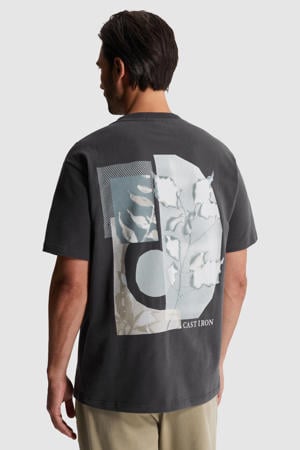 relaxed T-shirt met backprint antraciet