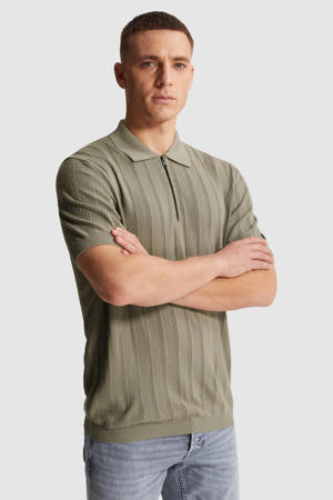 regular polo gebreid grijsgroen
