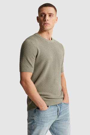 regular T-shirt gebreid grijsgroen