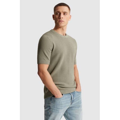 Cast Iron regular T-shirt gebreid grijsgroen afbeelding
