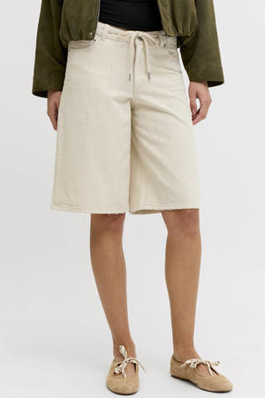 high waist jort met textuur ecru