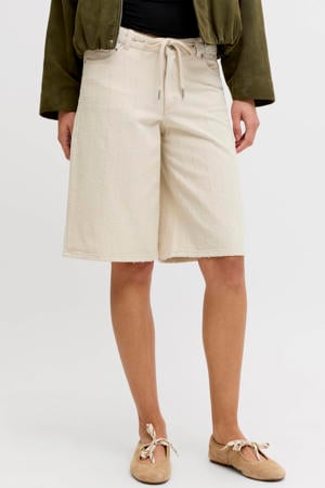 high waist jort met textuur ecru
