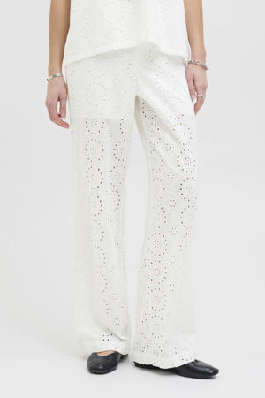 straight regular waist broek wit broderie