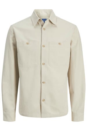 regular casual overhemd met linnen beige