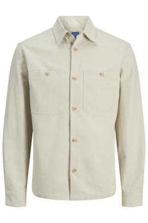 regular casual overhemd met linnen beige