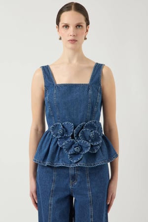 peplum top medium blue denim