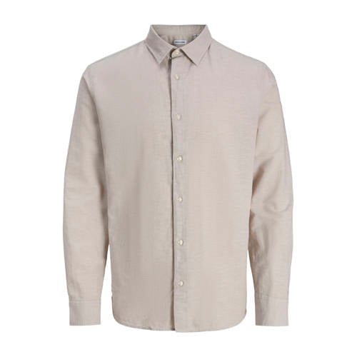 JACK & JONES PLUS SIZE regular casual overhemd met linnen Plus Size beige afbeelding