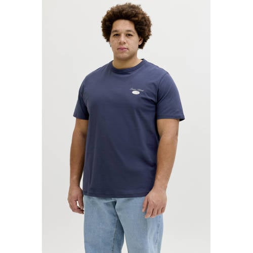 JACK & JONES PLUS SIZE regular T-shirt met backprint Plus Size donkerblauw afbeelding